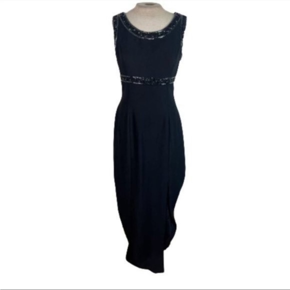 Alfred Angelo Dresses & Skirts - Alfred Angelo Strappy Beaded Open Back Formal Black Maxi Dress Size 10 or 12